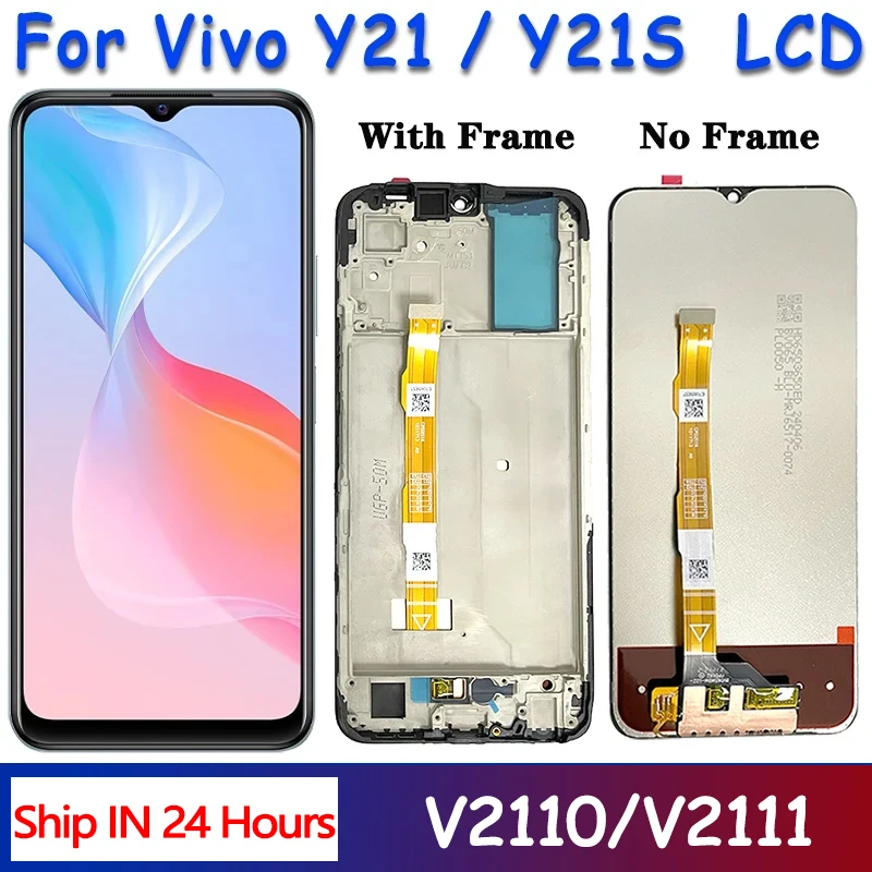 Pantalla LCD probada de 6,51 "10 puntos para VIVO Y21S V2110 + digitalizador de Panel táctil para VIVO Y21 V2111 LCD con montaje de marco