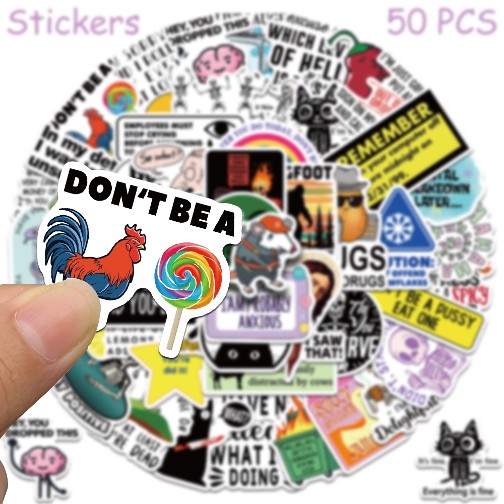 50/100pcs การ์ตูน Snarky MEME สติ๊กเกอร์สําหรับโทรศัพท์สมุดภาพสเก็ตบอร์ดกระเป๋าเดินทางตู้เย็น Graffiti ความงามสติกเกอร์