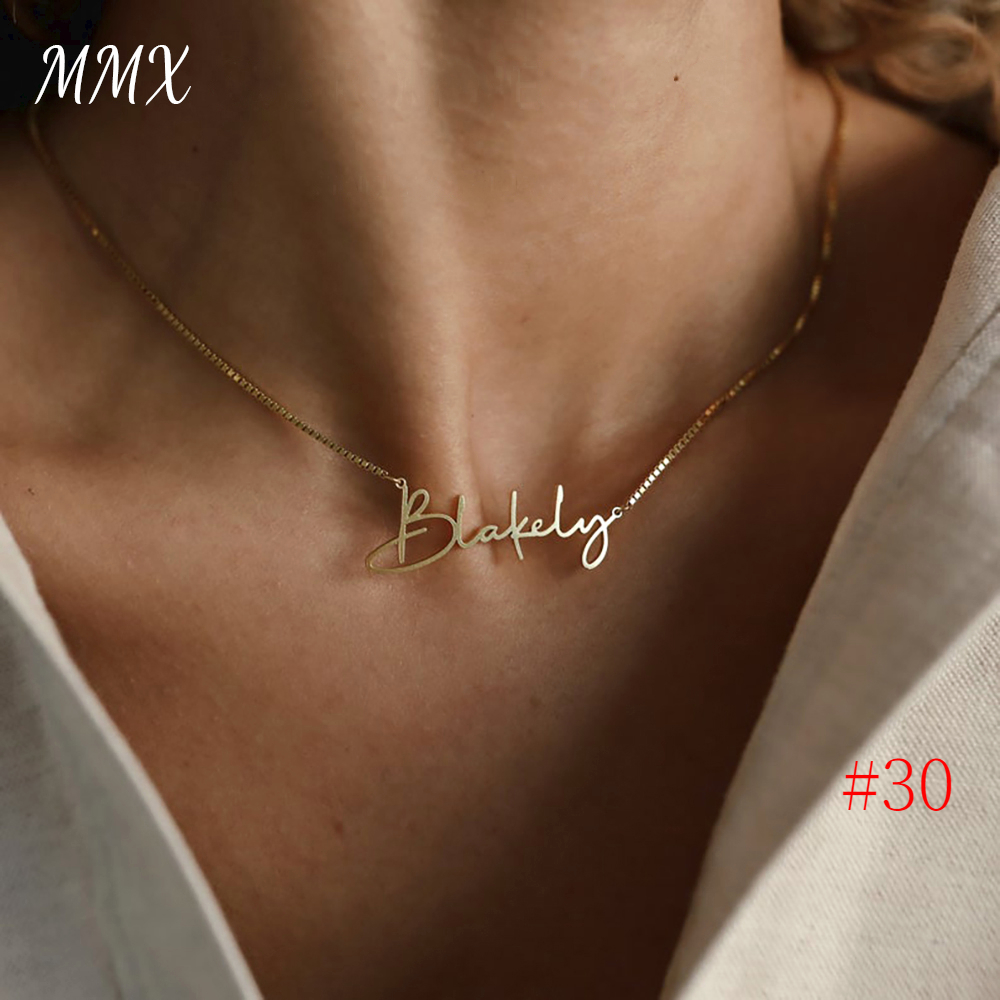 collar acero inoxidable mujer collares de moda 2022 mujer Collares con nombre personalizados para mujer, joyería de acero inoxidable con letra cursiva, colgante árabe, caja de oro, cadenas, Gargantilla, regalos choker
