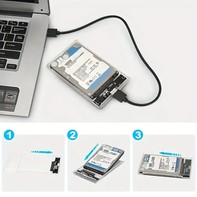 USB 3.0/Type C HDD Enclosure 2.5 inch SATA SSD External Hard Drive Case with 5Gbps Transfer Speed Clear Harddisk Boxs Tool-Free