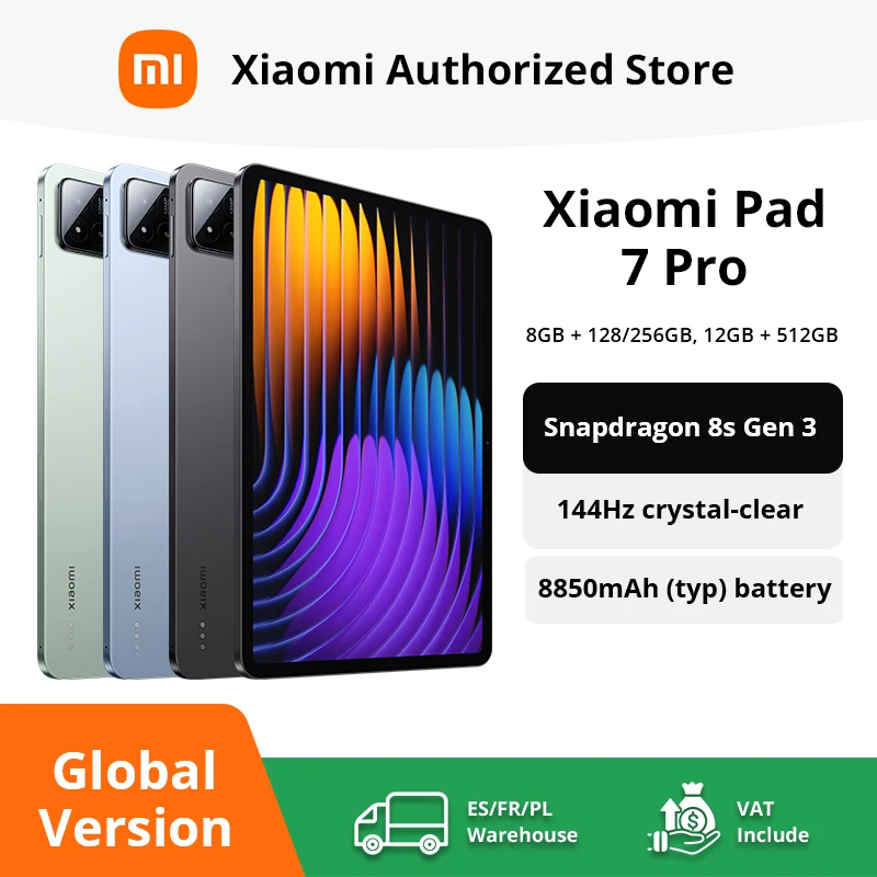 Xiaomi-Tableta Pad 7 Pro versión Global, 128GB, 256GB, 512GB, Snapdragon 8s Gen 3, 11,2 pulgadas, 3,2 K, 144Hz, 8850mAh