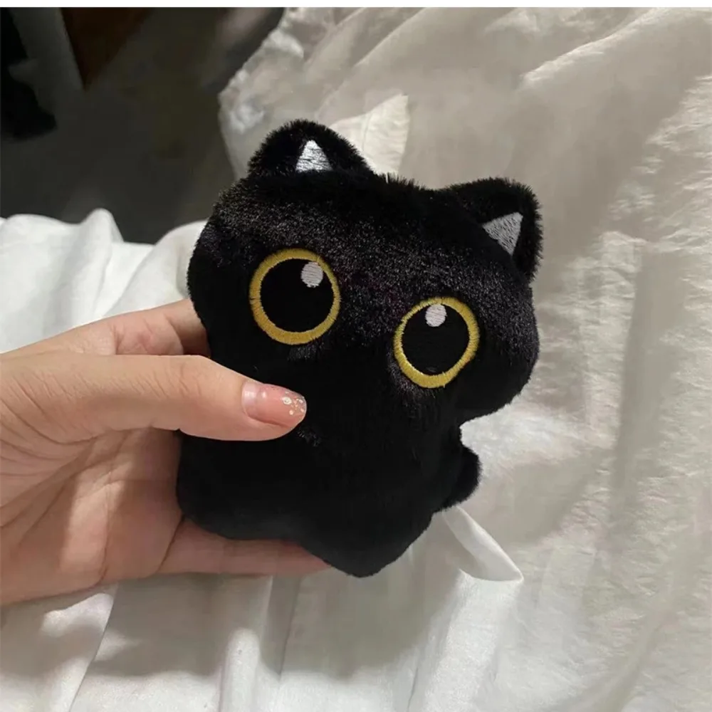 CuteBlack-muñeco de peluche de gato, colgante pequeño, almohada de peluche, cojín Ins, muñeco de peluche de gato negro para niño y niña, regalos de cumpleaños