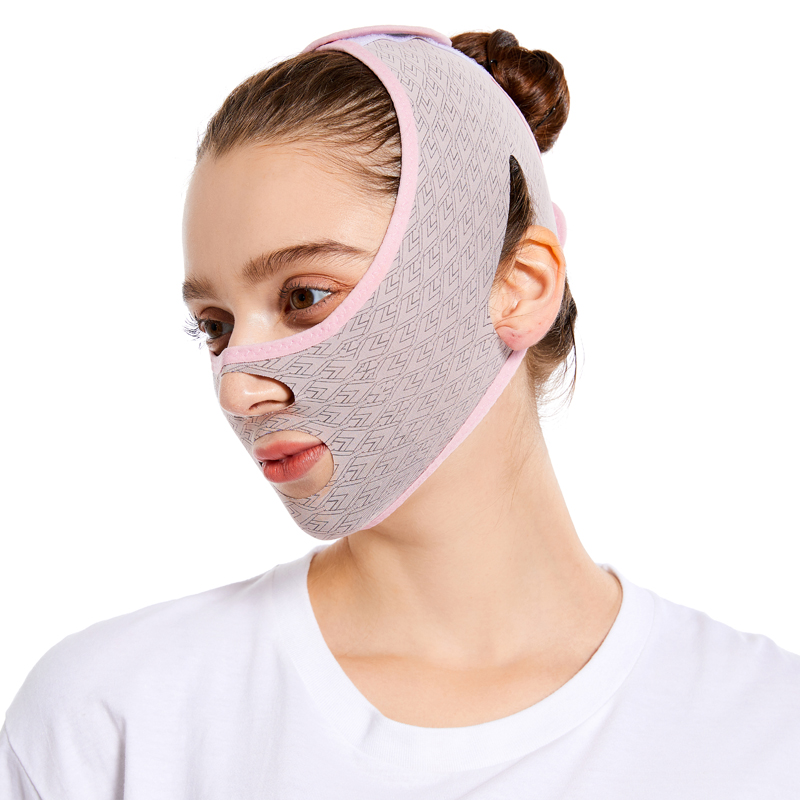 Maschera per il sonno per modellare il viso di bellezza, maschera per il mento per il sollevamento della linea a V, cinturino per il mento per il doppio mento per le donne, maschera per il sollevamento del mento e pietra Gua Sha