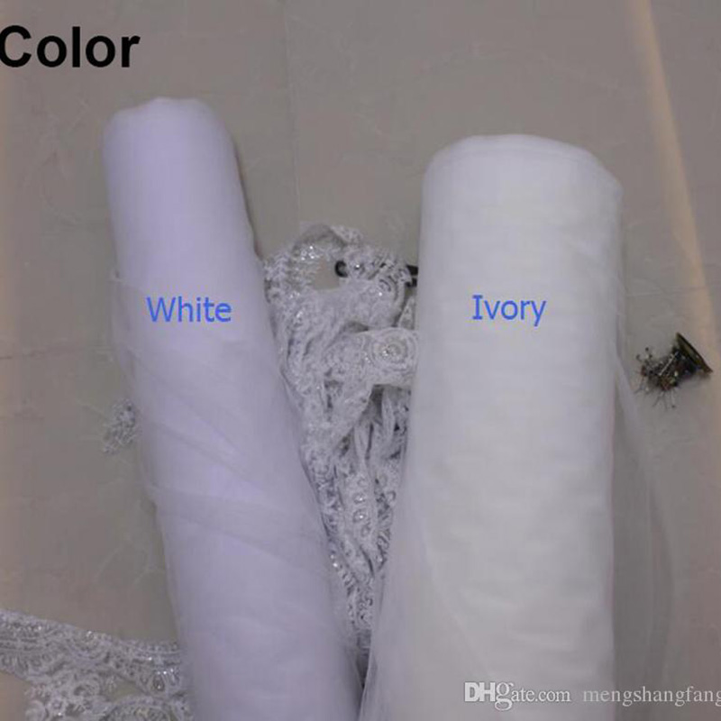 화이트 아이보리 대성당 신부 레이스 베일 결혼식 및 중요한 행사 금속 빗 웨딩 액세서리 Voile Mariage