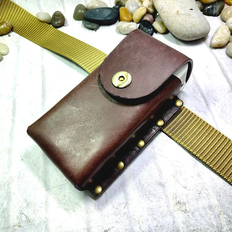 Handmade personalizado couro genuíno cintura saco, couro bainha, coldre para o banco do poder do telefone móvel, MF