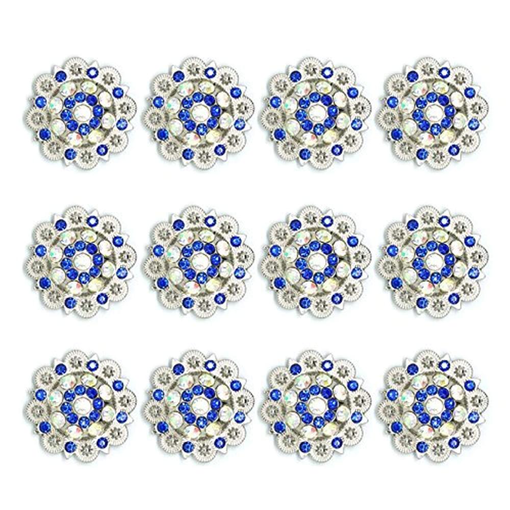 12pcs/lots ligh purple Diameter 3.7CM Metal flower Conchos white rhinestone decoration Belt accessories accessories
