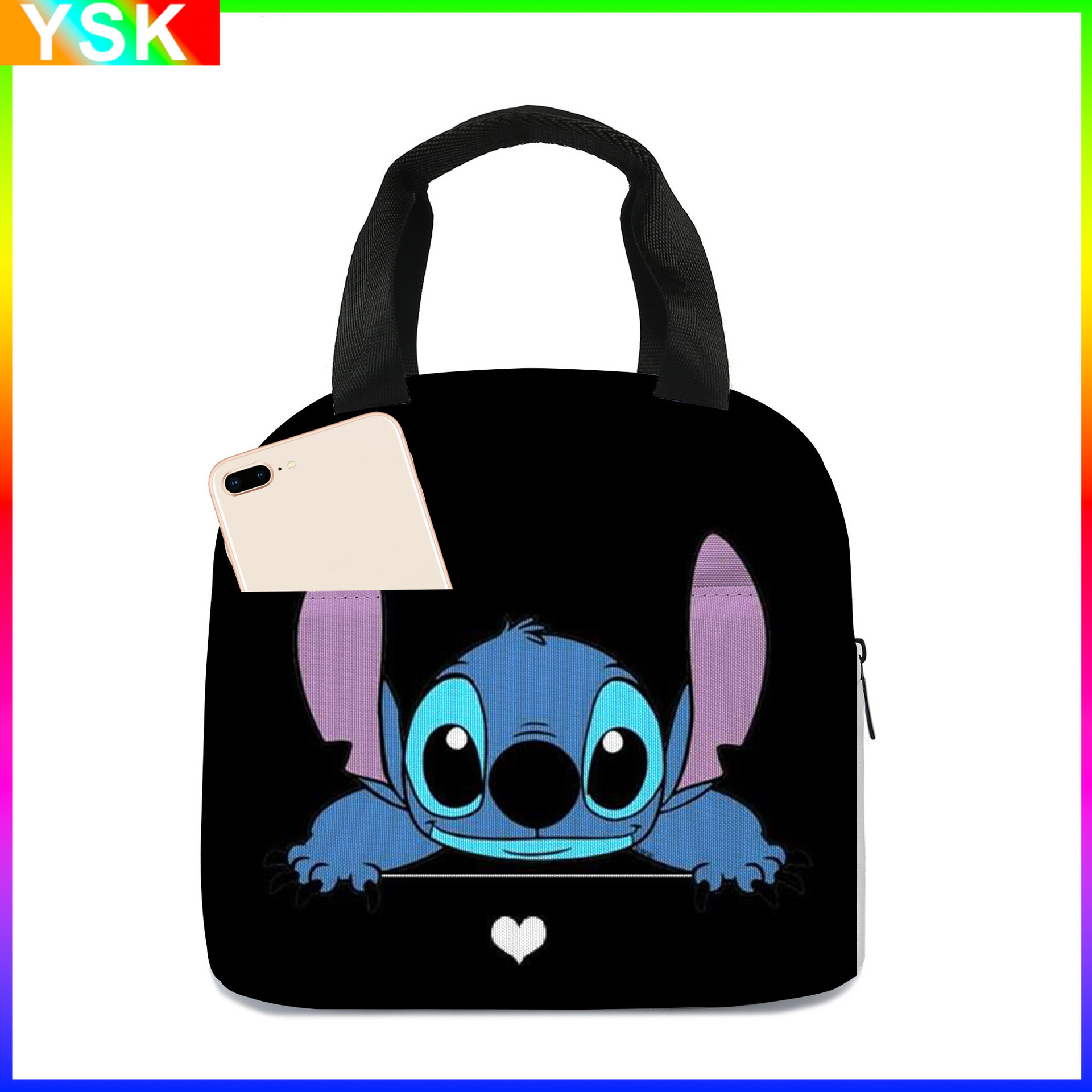 MINISO การ์ตูนดิสนีย์ Stitch Stitch ถุงอาหารกลางวันเด็กโรงเรียนประถมกล่องอาหารกลางวันกระเป๋าอะนิเมะ Kawaii กระเป๋าโรงเรียนการ์ตูน Mochila