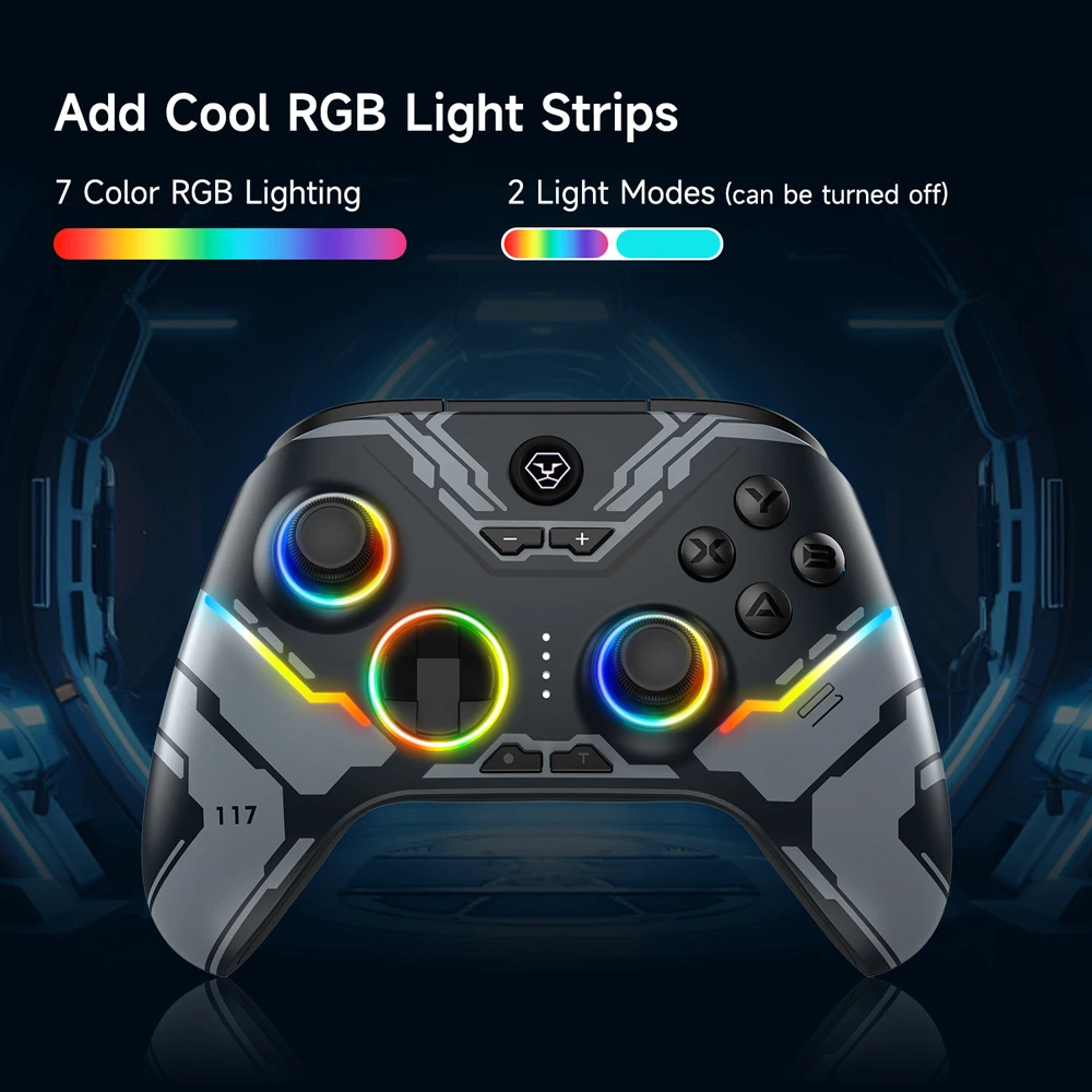 스위치/PC/iOS 다중 플랫폼 연결 RGB Esports 조명 효과용 무선 Bluetooth 컨트롤러 홀 선형 트리거