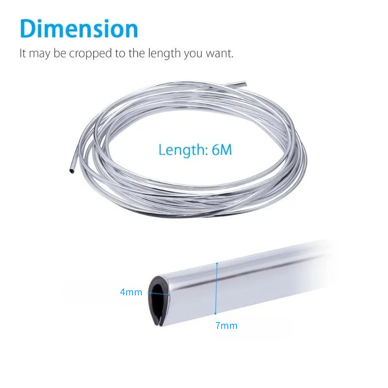6mCar Door Chrome Moulding Trim Strip Edge Scratch Guard Protector Cover Strip Roll Chrome Styling Moulding Trim Strip