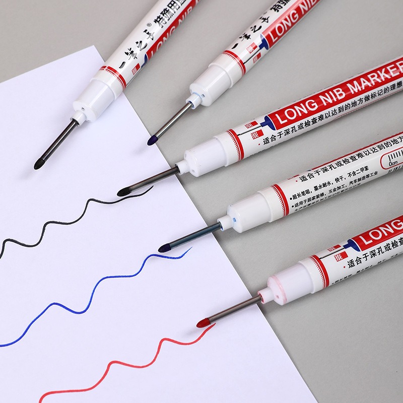 4-100Pcs 2cm Waterproof Long Head Markers Deep Hole Marker Pen for Metal Carpenter Red/Black/Blue/Green /White Woodworking Tools