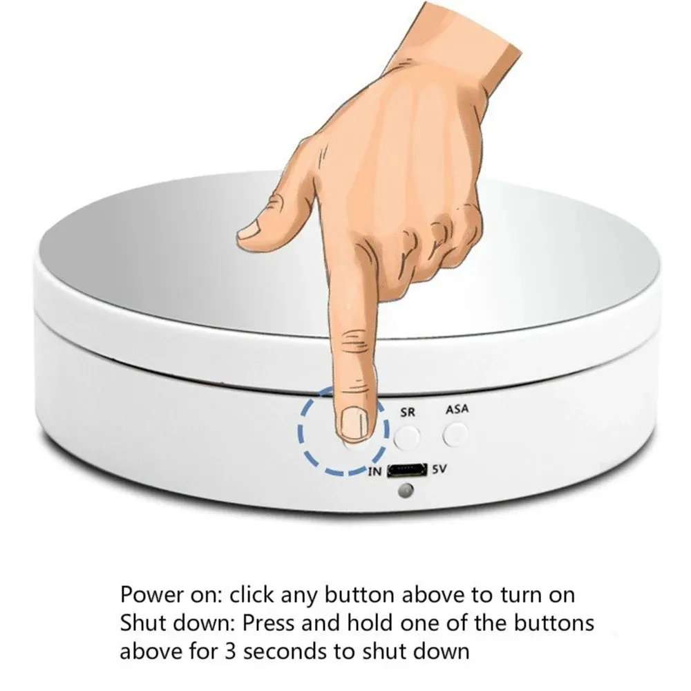 Electric Rotating Base Display Stand 3 Speeds 360 Degree Turntable Jewelry Holder USB/Battery Powered Rotating Tray