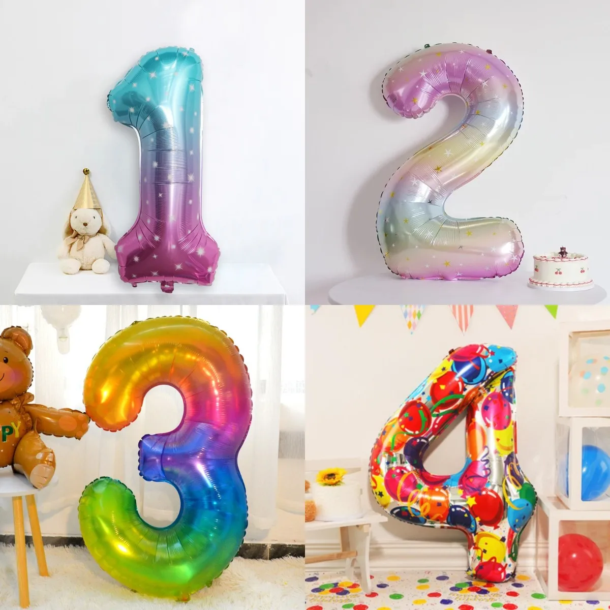 Globo con números digitales, papel de aluminio, arcoíris degradado, fiesta de cumpleaños, boda, decoración navideña, 40"