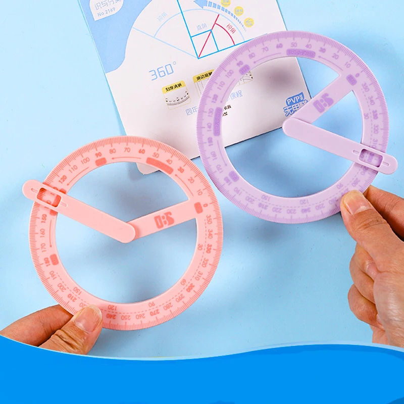 360-degree Movable Angle Protractor Mathematical Angle Drawing Tool Geometric Angle Demonstration Movable Ruler