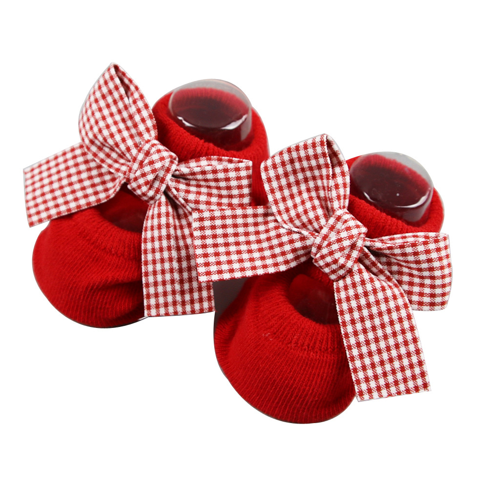 Calzini per neonati Calzini da principessa per ragazza carina per neonato Calzini rossi per barche con fiocco Calzini da pavimento in cotone per bambini Articoli per neonati Accessori per neonati Vestiti