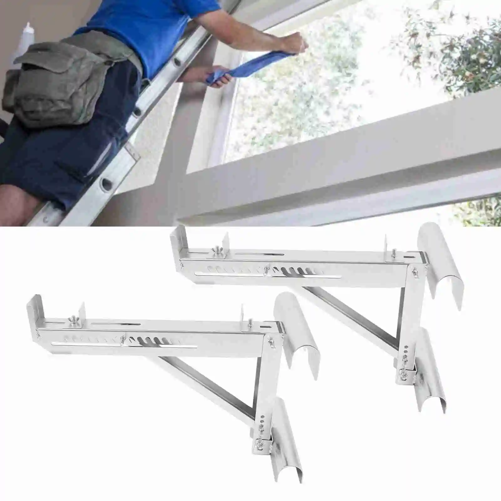 Ladder Jacks Adjustable Stabilizer Tripod Load Bearing Bracket Alloy Steel Ladder Stand Kit Ladder Load Stand Ladder Jacks