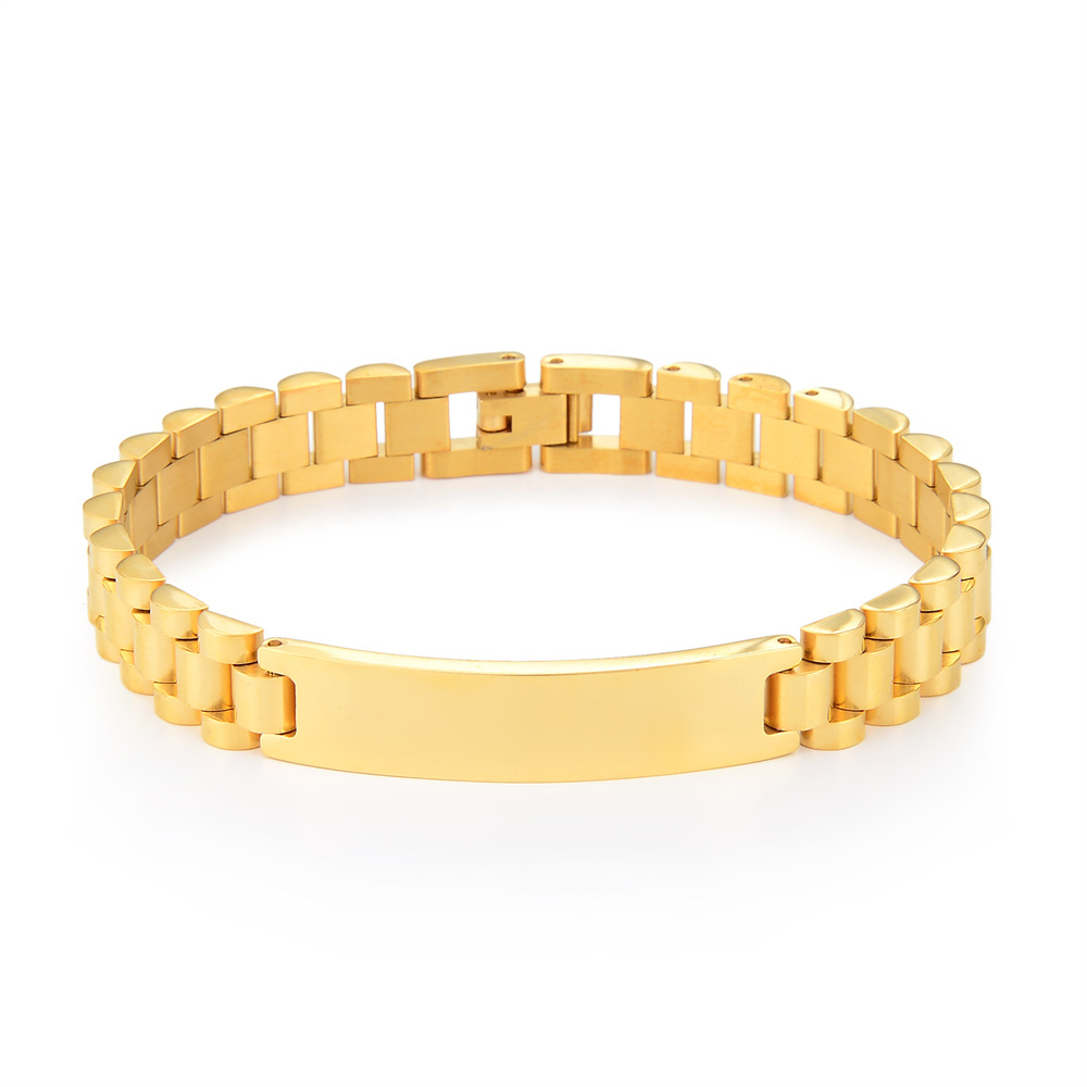 Pulsera de acero inoxidable con nombre de texto personalizado para hombre, pulsera de reloj con logotipo grabado personalizado, pulseras de identificación para mujer, joyería de regalo