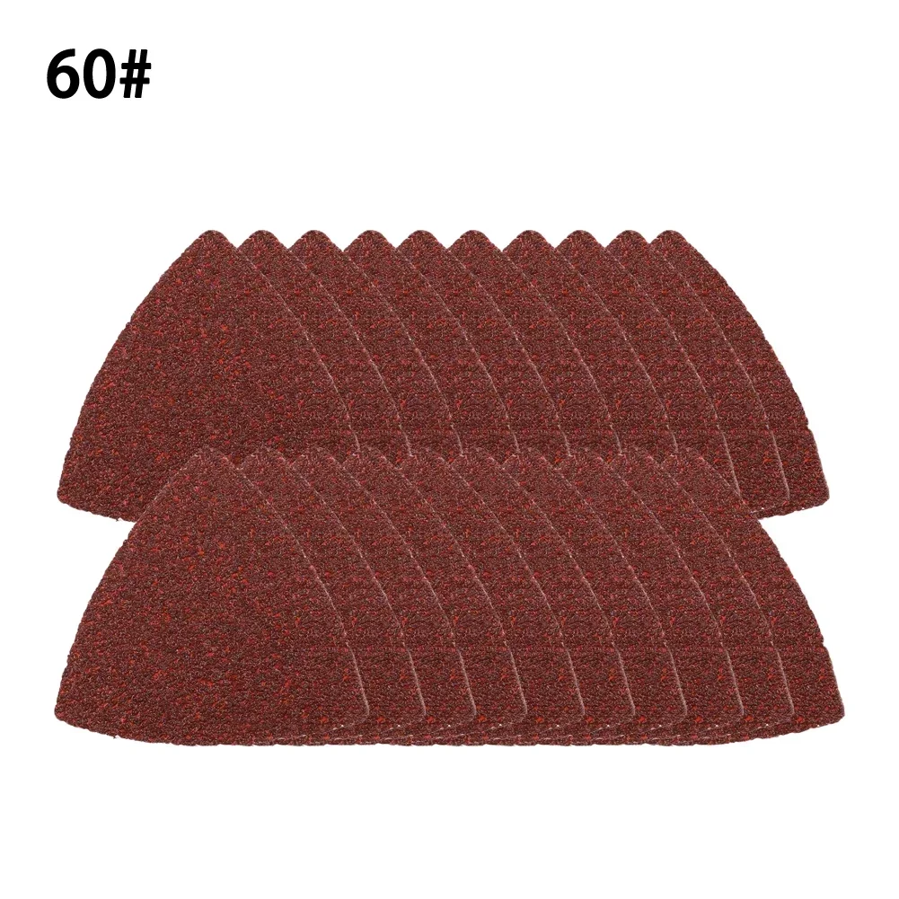 Papel de lija triangular de 20 piezas, gancho y bucle de 80mm, herramienta múltiple oscilante de 3-1/8 pulgadas para pulir y lijar