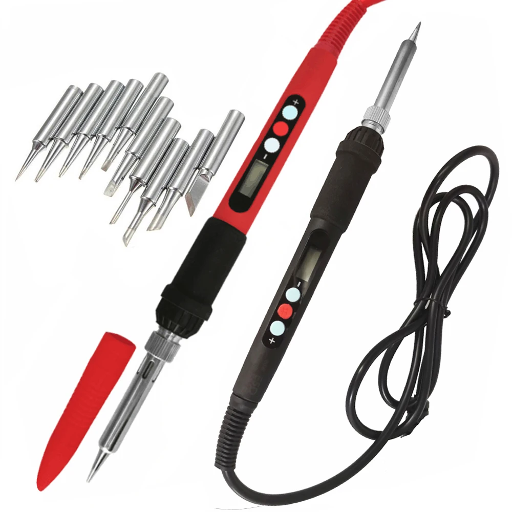 Kit de pistola para soldar Digital de 60W, 100V-240V, con puntas de pistola para soldar, herramientas de reparación de soldadura LCD de temperatura ajustable