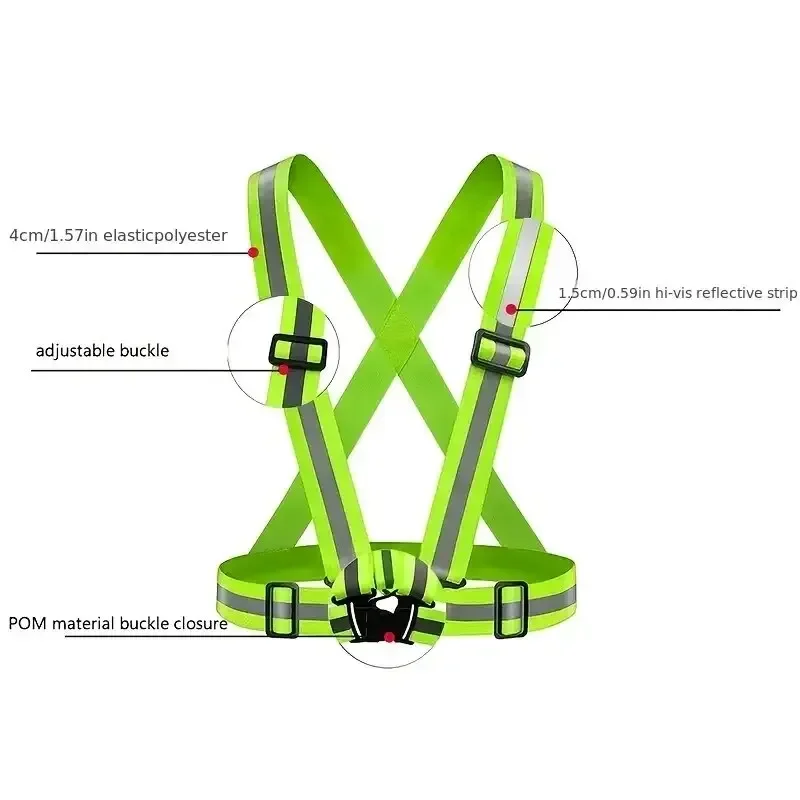 반사 안전 조끼 경량 조절 가능한 탄성 조끼 재킷 Hi Vis 교통 통제용 반사 스트립 러닝 사이클링