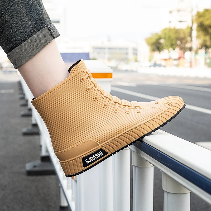 Versátil casual de cano curto sapatos impermeáveis homens mulheres forrado com lã calor antiderrapante resistente ao desgaste ao ar livre botas de chuva