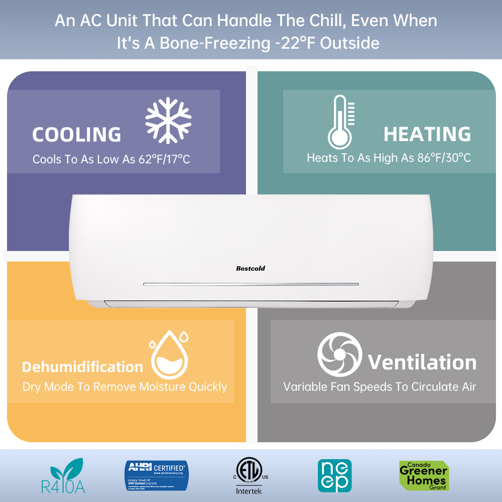 Gree R410a 220v 60hz 9000btu 12000btu Mini Split Heating Pump Wall Mounted Inverter Split Air Conditioners