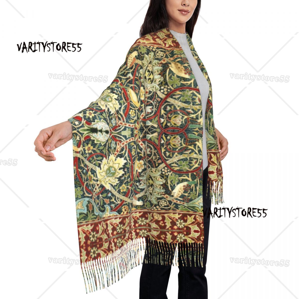 William Morris Bulle rs wood Antik Teppich Druck Quaste Schal Frauen weiche Schals Wraps weibliche Winters chals
