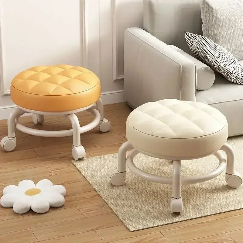 Pulley stool Internet celebrity small stool Silent wheeled seat Children's multi-functional shoe changing chair Round stool