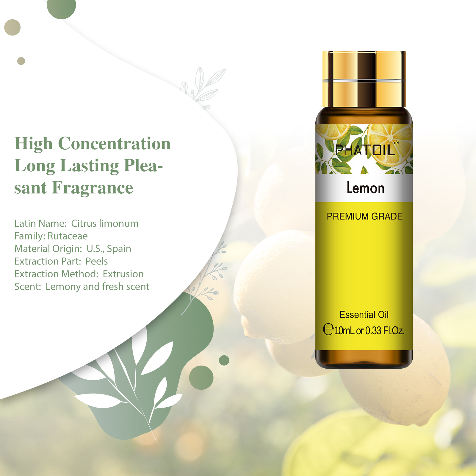 PHATOIL 10ml Sandalwood Lemon Essential Oil Pure Natural Frankincense Thyme Tea tree Rosemary Geranium Oils for Diffuser  DIY