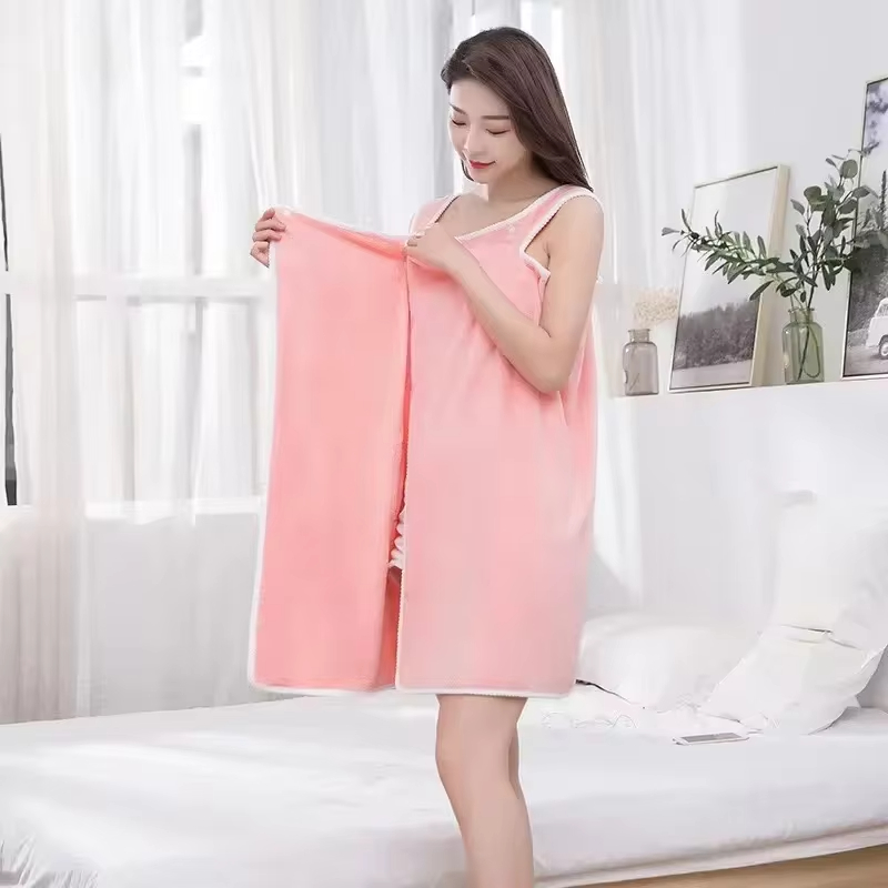 2024 Multi-function Women 80*135 Size Sexy Bathrobe Sling Sexy Tube Top Can Wear Bath Towel Soft Absorbent Bathrobe Coral Fleece