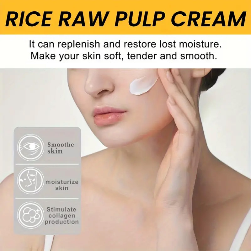 50g Rice Moisturizing Cream, Rich Nutritional Ingredients, Moisturizing, Gentle and Moisturizing, Light Texture, Quick Absorption and Unique Use Experience, Suitable for All Skin Types
