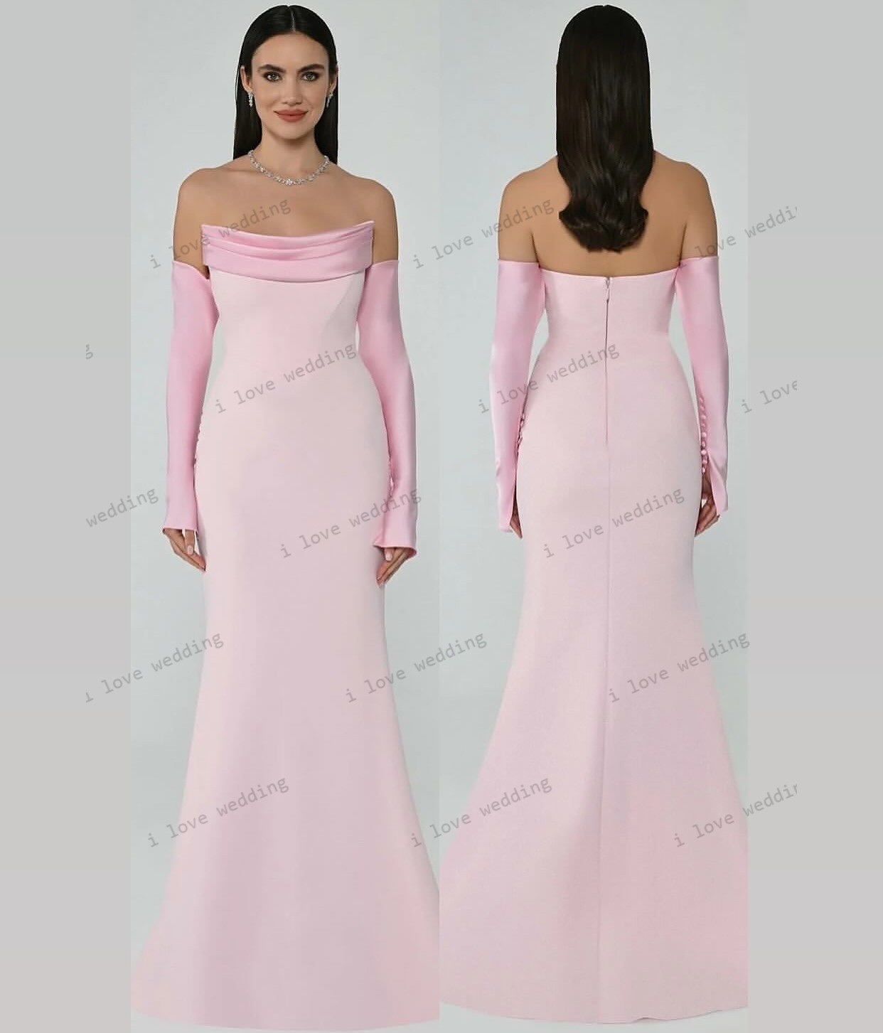Brautjungfernkleid 2025, himmelblaues Hochzeitskleid für Frau, Gast, trägerlos, Satin, Meerjungfrau, offener Rücken, eleganter U-Boot-Ausschnitt, individuell