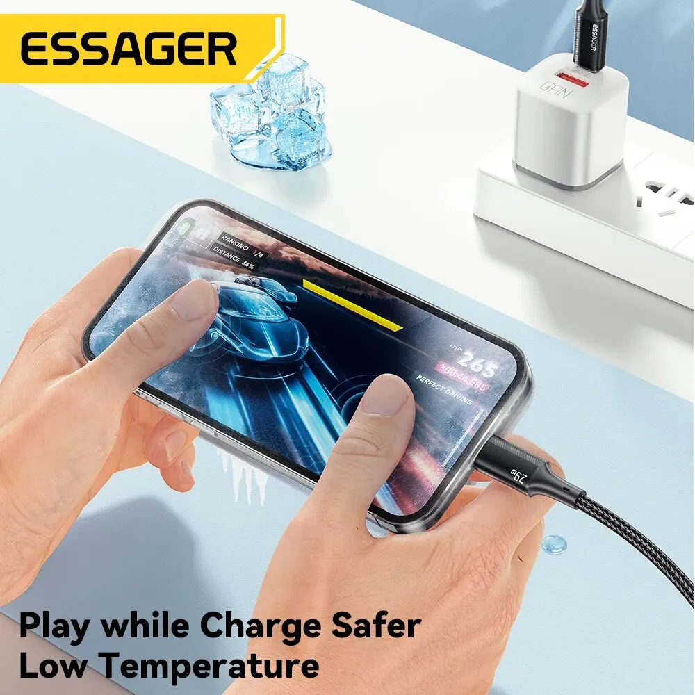Essager-タイプCケーブル,急速充電,充電器,ワイヤーコード,ipad,macbook,iphone 14, 13, 12, 11 pro max,xs,xr,pd 29w用