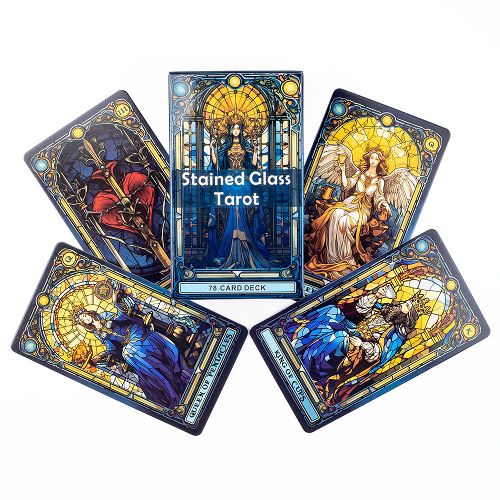 Stained Glass TAROT 78-Card Deck Leisure Entertainment การ์ดเกม Family Gathering Divination BOARD เล่นเกม 10.3*6 ซม.