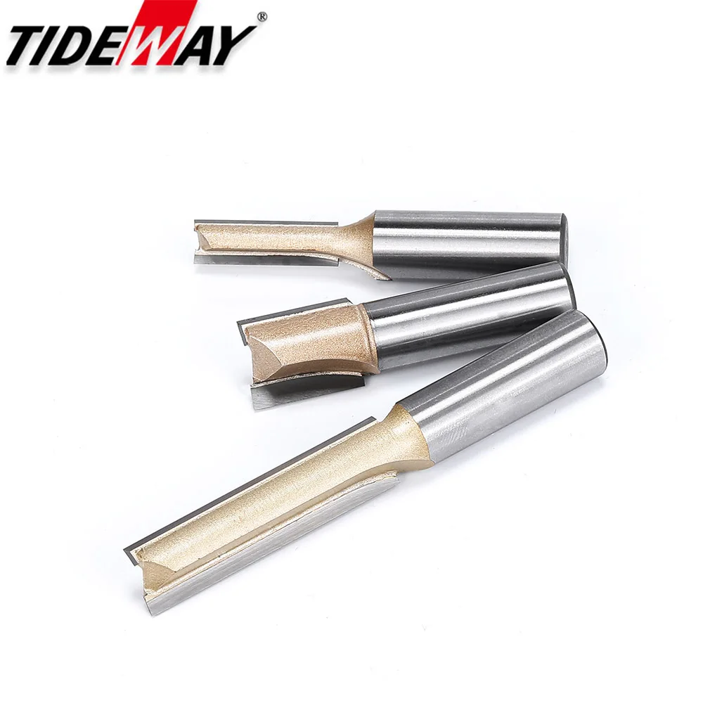 Tideway ตรง Router Bits 1/2 1/4 Shank ขลุ่ยคู่ Plunge เครื่องตัดคาร์ไบด์ Tipped ตัดไม้ Slotting เครื่องมือ