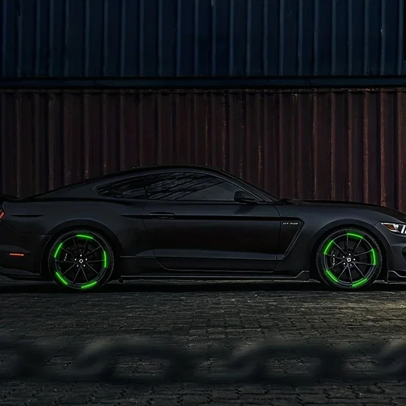 20PCS 자동차 바퀴 빛나는 스티커 반사 스티커 빛나는 형광 컬러 휠 장식 오토바이 밤 스티커