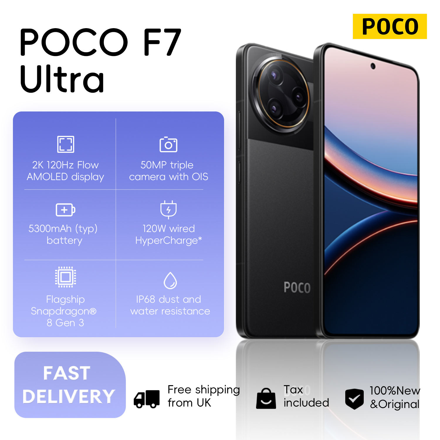 POCO F7 Ultra 5G NFC 12GB/256GB 16GB/512GB Global Version Cellphone without Charger All New World Primiere