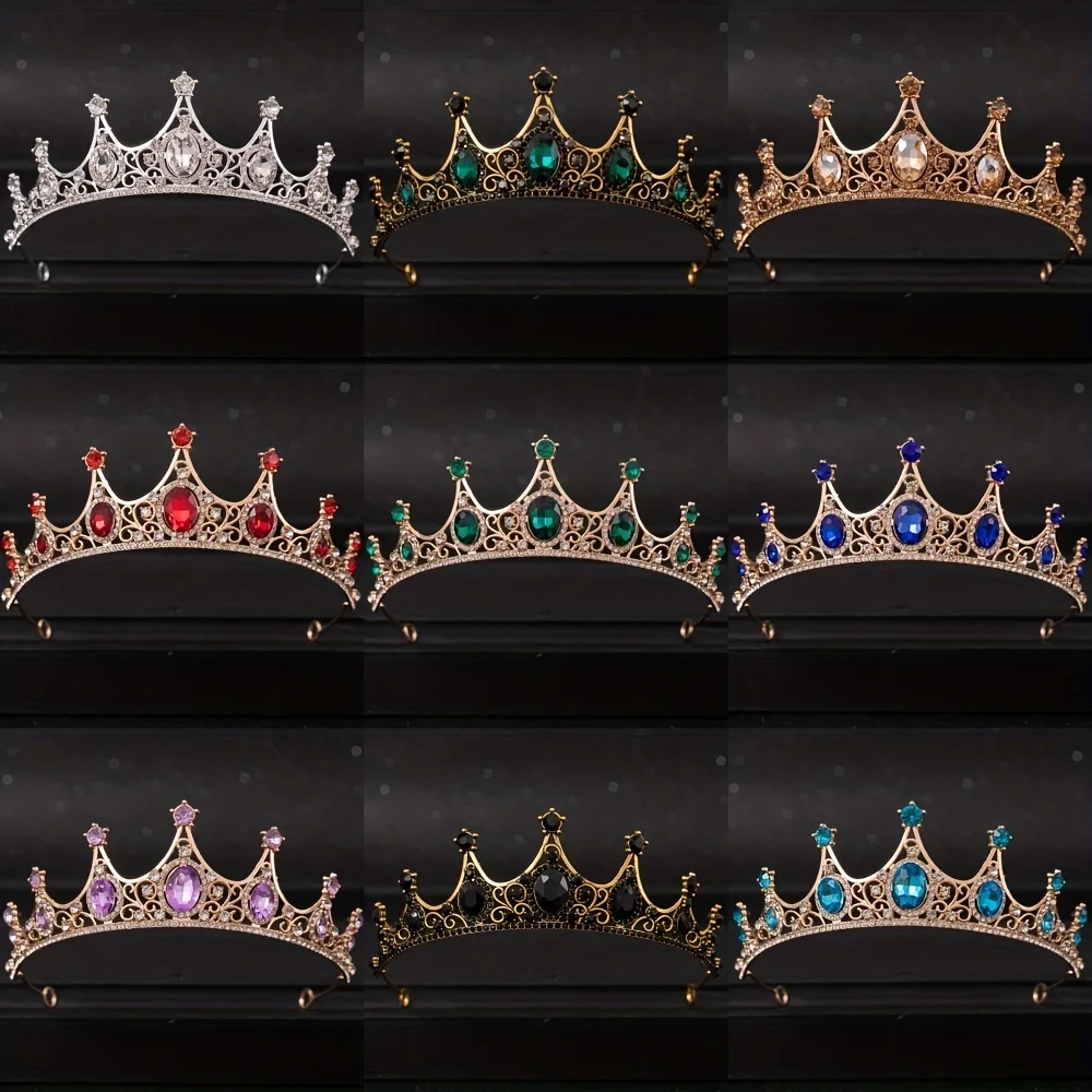 Diademi e corone di cristallo barocchi per le donne Festa Strass Prom Diadema Accessori per capelli da sposa Gioielli Corona Tiara