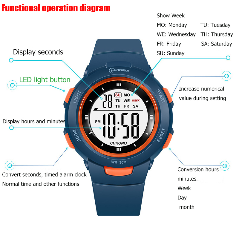 UTHAI CE49 Kinderuhren, modisch, leuchtend, wasserdicht, Wecker, intelligente Uhren, Jungen und Mädchen, Student, elektronische Armbanduhr, Geschenk