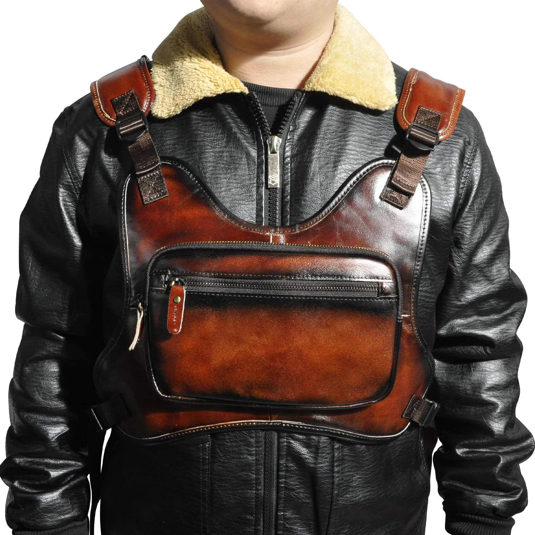 Streetwear retro de couro macio de vaca real, bolsa masculina de equipamento de duas alças no peito, moda retangular, 291w designer de hip-hop