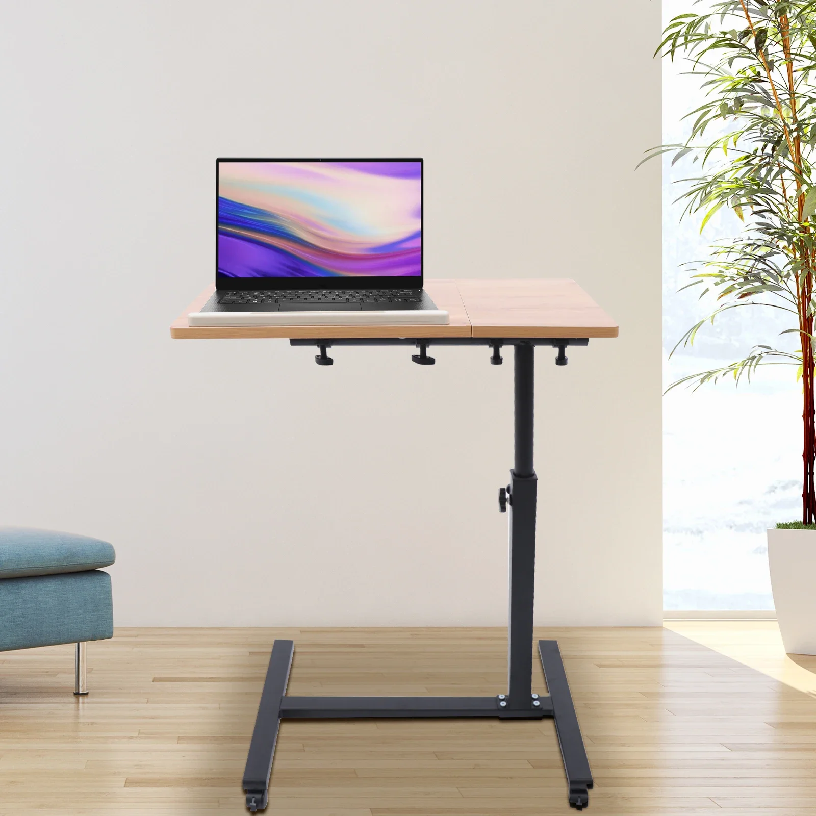 Bureau d'ordinateur portable réglable 360 °   Support Mobile de Table rotatif, plateau de bureau à domicile, Table d'étude roulante, poste de travail pour ordinateur