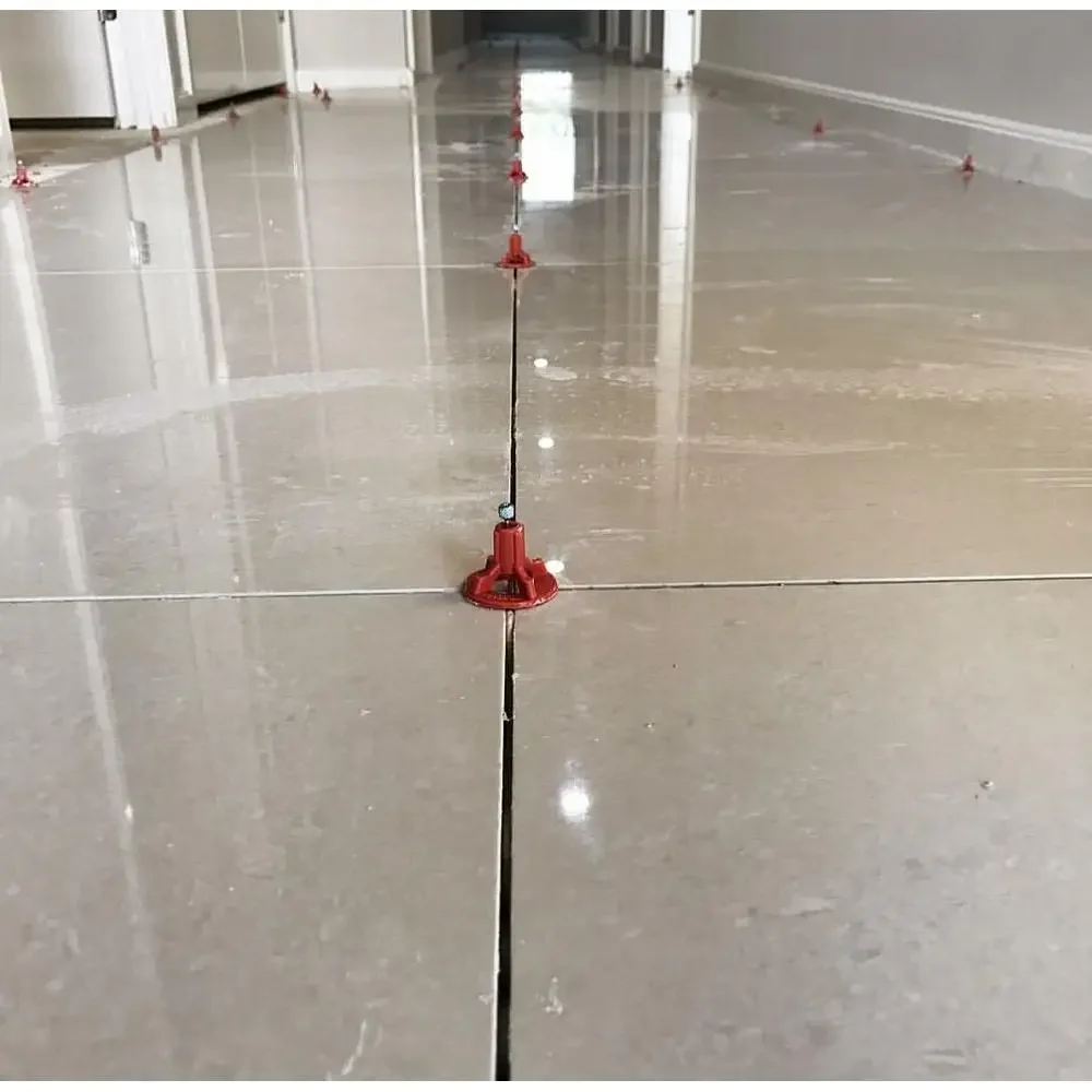 Tile Leveling Alignment System 100 Spindle's Lippage Free Surface Spacer Pre-Assemble Stainless Steel Plastic Red GUN Cordless