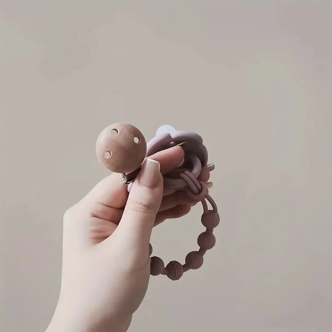 Pulseira de silicone anti-perdido para o bebê, clipe bonito chupeta, comestível, anti-perdido, resistente a altas temperaturas, brinquedo