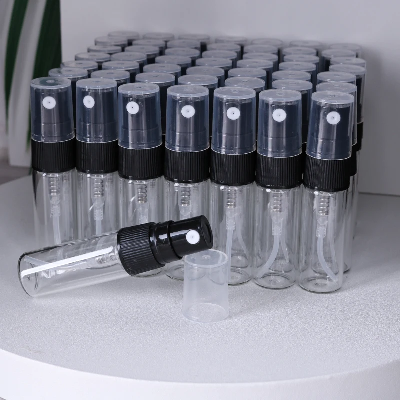 하이 퀄리티 투명 유리 향수병, 초미세 미스트 보습 스프레이 병, 미니 향수 병, 배치 당 50 ml, 3ml