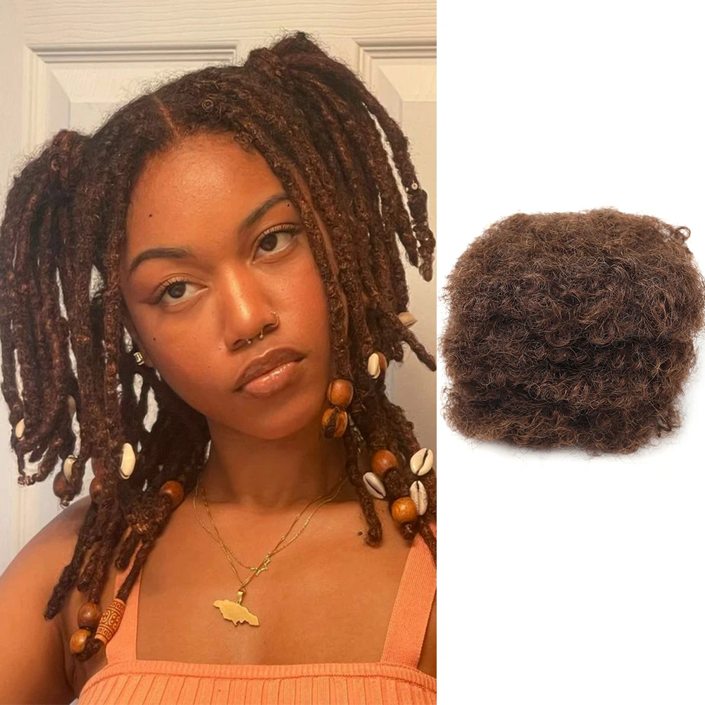 4 # Afro Kinky Bulk 100 % Echthaarverlängerungen Reggae Dirty Braids Brasilianische natürliche Häkelhaar-Dreadlocks