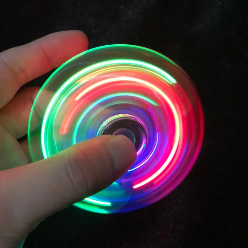 Mão superior spinners cristal luminoso led luz fidget spinner brilho no escuro edc alívio do estresse brinquedos giroscópio de alívio cinético para