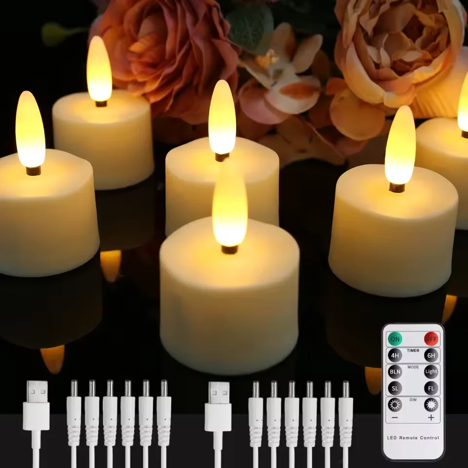 6/12/18/24 Stück LED-Teelichtkerzen, wiederaufladbar, flammenlose Kerzen, Heimdekoration, flackernde elektronische Kerzenlampe für Zuhause, Geschenk
