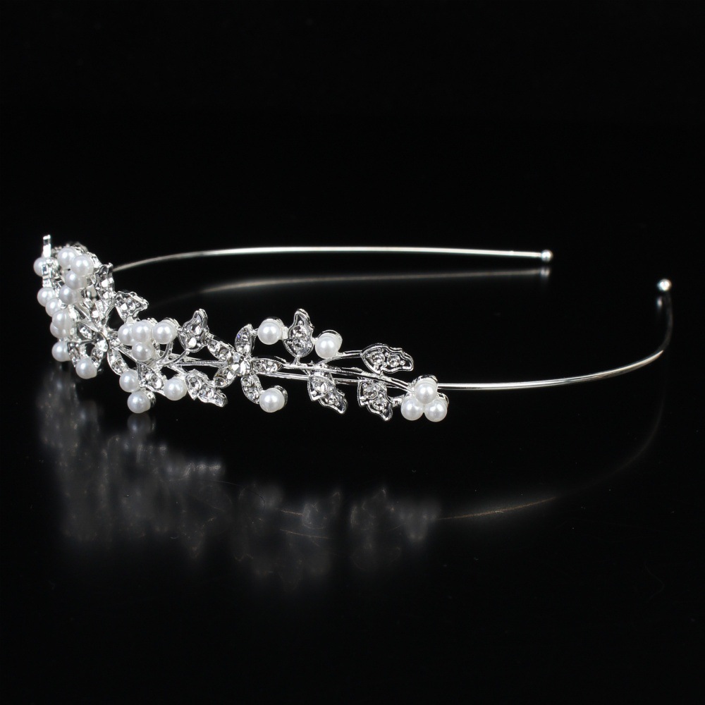 Bride Pearl Crown Headband Diamond Hair Accessories Alloy Rhinestone Princess Wedding Headband Bridal Headpieces Bride Crowns