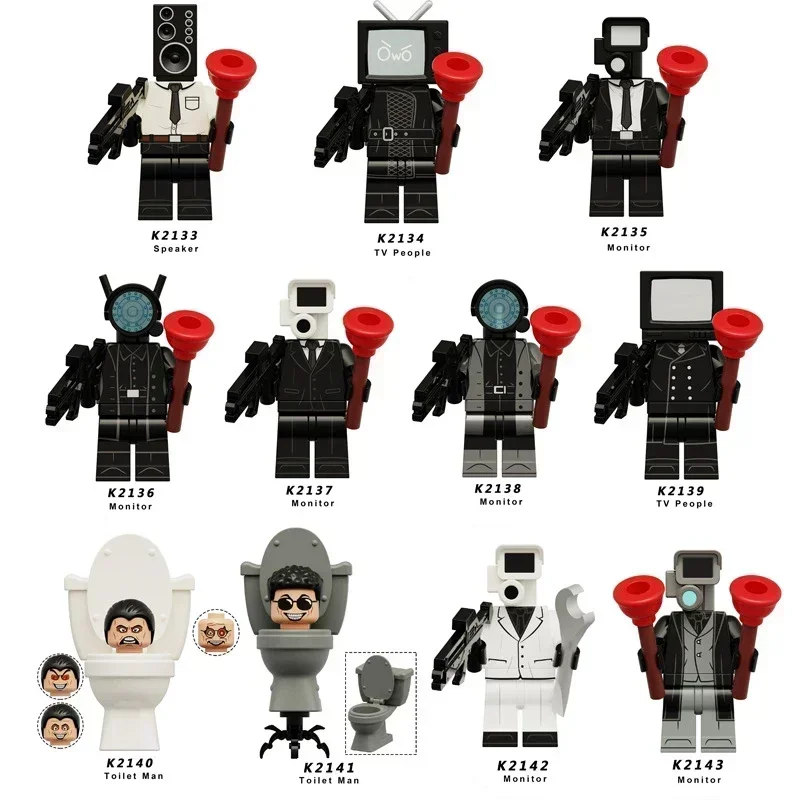新しい Skibidi トイレ男アニメ漫画レンガ人形カメラマンスピーカーマンテレビマンミニアクションレンガ玩具フィギュアビルディングブロック