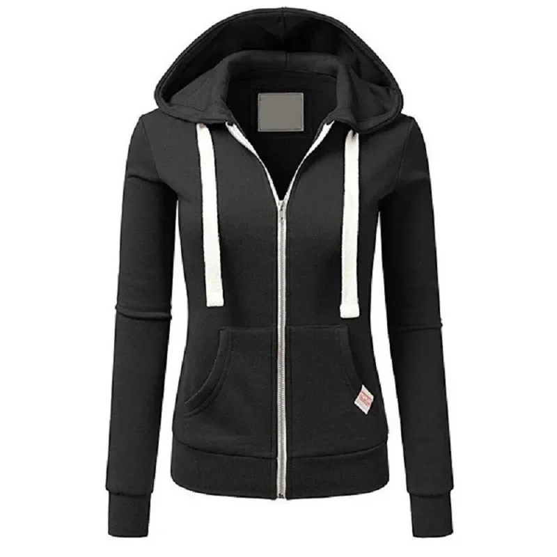 Herfst/Winter Nieuwe Dames Gepersonaliseerde Mode Sport Hoodie Lange Mouw Trekkoord Zak Rits Jas Wollen Trui Top