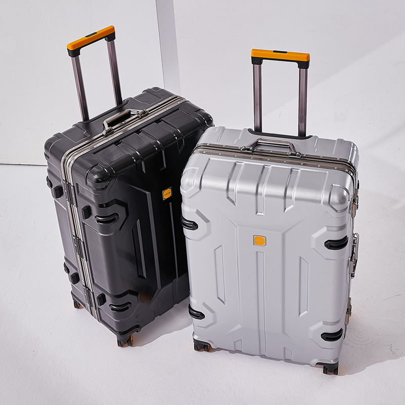 アルミフレーム荷物スーツケーストラベルバッグ男性と女性のための 20 インチホイールスピナーパスワードロックレザーケース 24 インチ 28 インチ